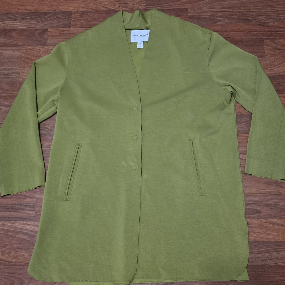 Carolina Belle Green Cardigan Jacket Coat XL Career Work Office Layering Chic‎